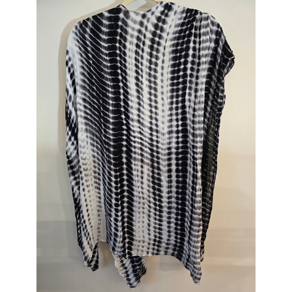 Michael Stars Tie Dye Kimono Duster Black White Lightweight Open Front Cardigan - Picture 3 of 5